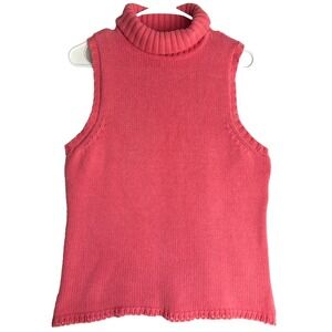 Y2k Mossimo‎ Turtleneck Sleeveless Coral Watermelon Red Knit Sweater Womens XL